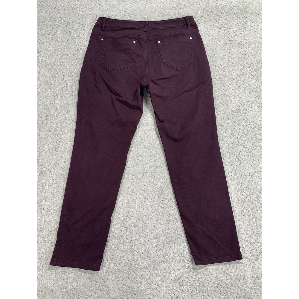 J Jill Authentic Fit Slim Ankle Jeans Womens Size 10R Burgundy Stretch Denim - Picture 2 of 8